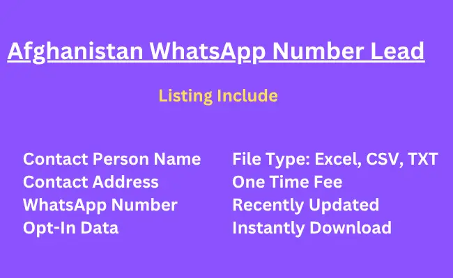 Afghanistan whatsapp number lead