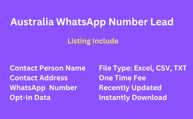 Australia whatsapp number lead