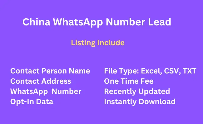 China whatsapp number lead